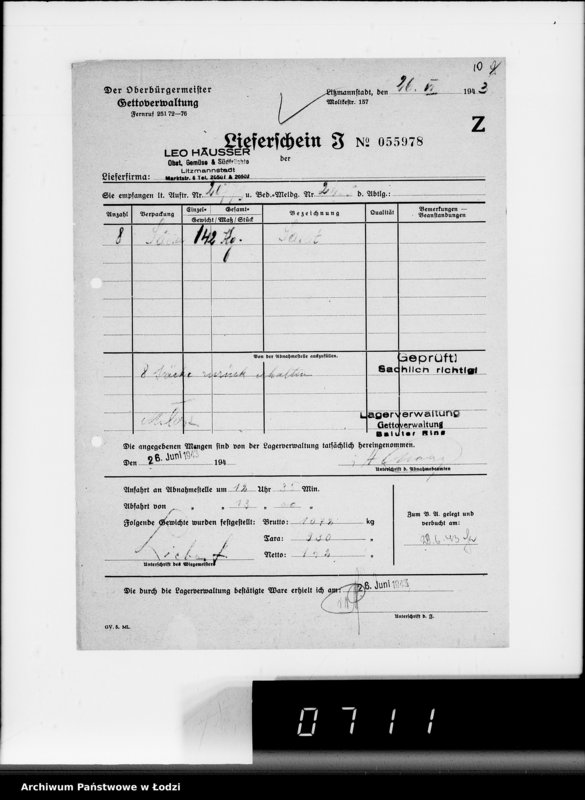Obraz 14 z jednostki "Lebensmitteleinkauf, Aufträge, [Lieferscheinen und Rechnungen] 20721-20780"