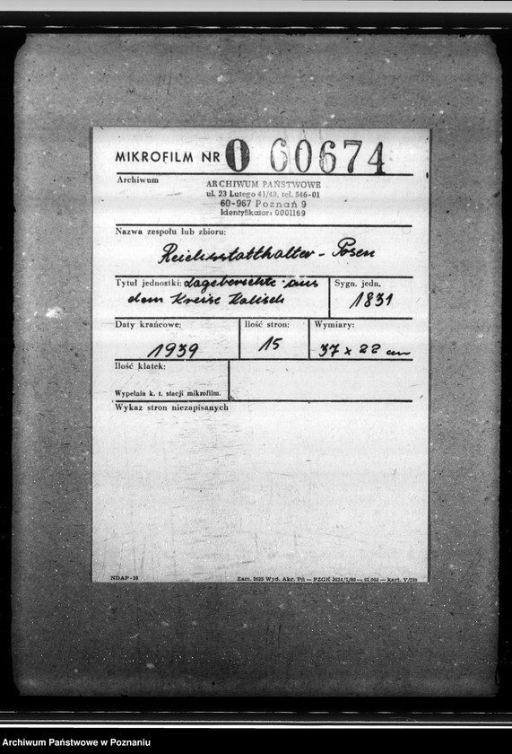 Obraz 2 z jednostki "Lageberichte aus dem Kreise Kalisch"