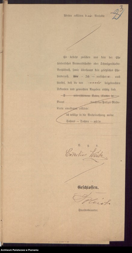 Obraz 5 z jednostki "Die von den Verlobten beigebrachten Urkunden zur Eheschliessung pro 1898"