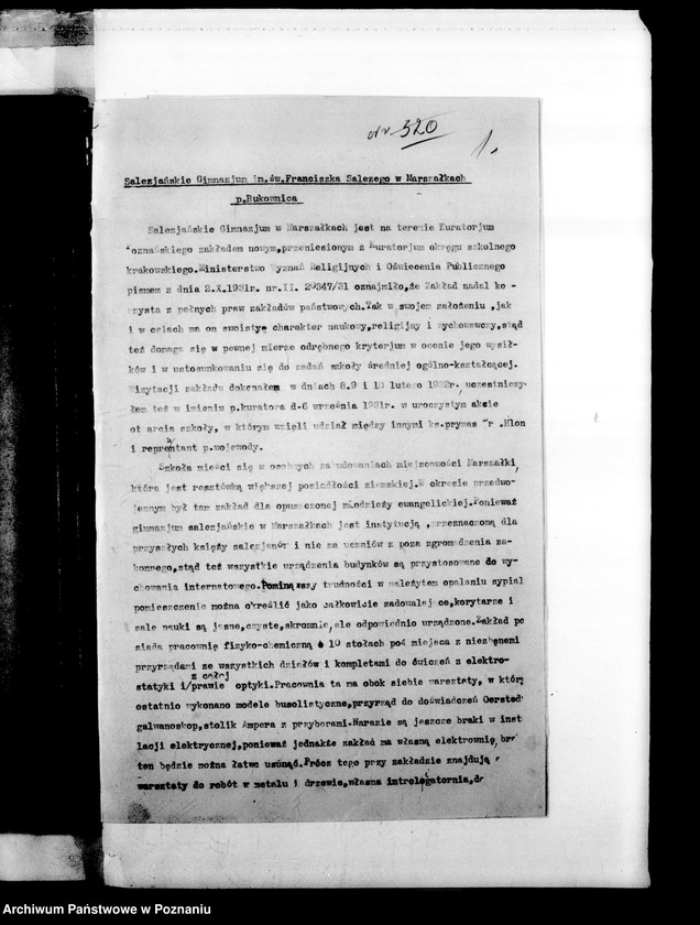 Obraz 4 z jednostki "Prywatne Liceum Męskie Towarzystwa Salezjańskiego- Marszałki- [protokoły powizytacyjne, sprawozdania roczne szkoły]"