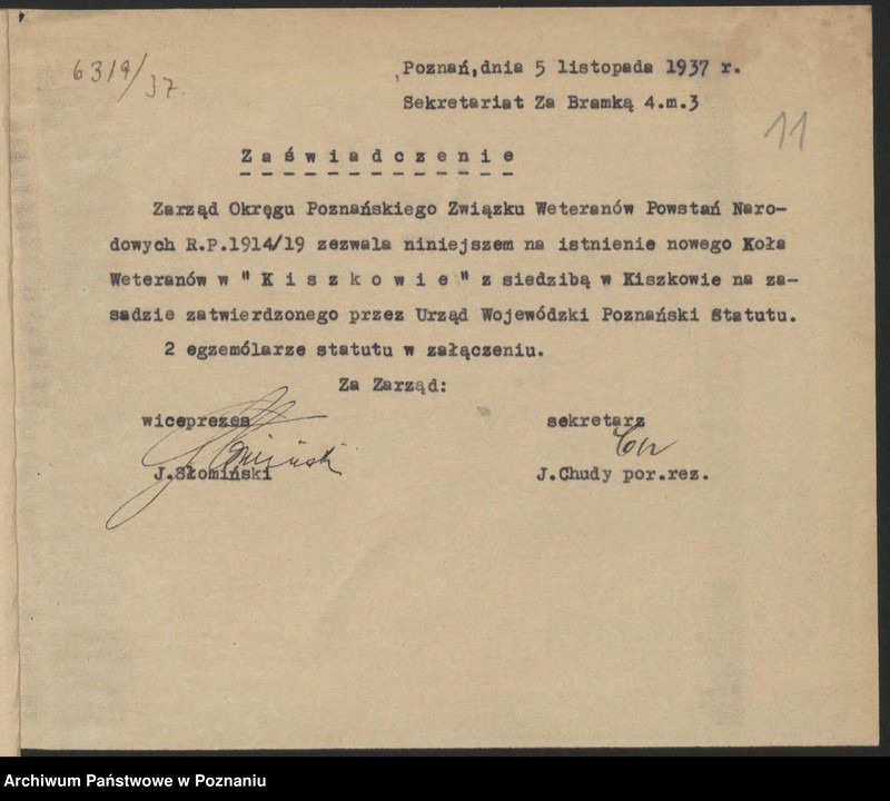 Obraz 15 z jednostki "Kiszkowo, powiat Gniezno akta koła."