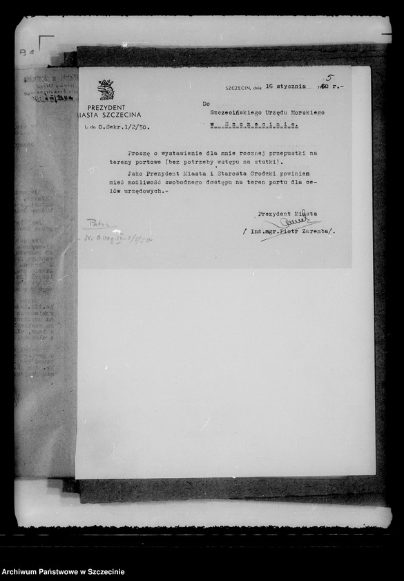 Obraz 6 z jednostki "Korespondencja dotycząca portu szczecińskiego i wydawania przepustek"