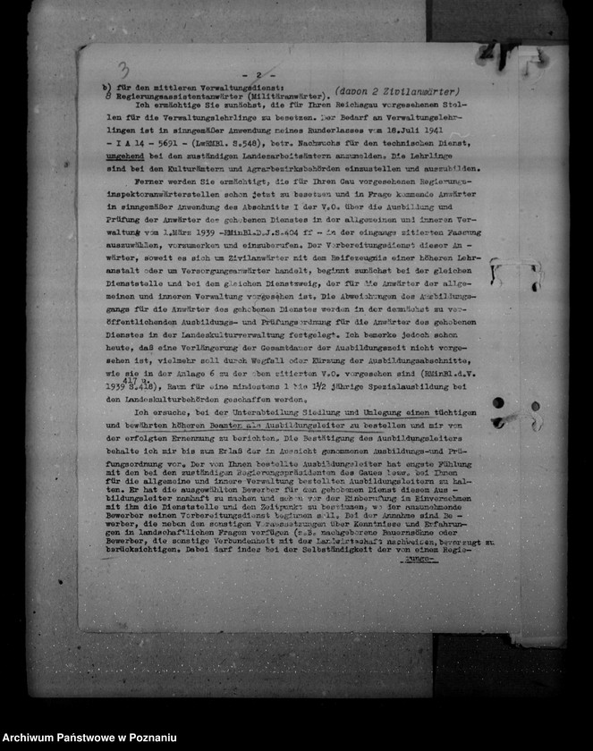 Obraz 7 z jednostki "Annahme, Ausbildung und Prüfung der Anwärter des gehobenen u. des mittleren nichttechnischen Dienstes der landeskulturverwaltung"