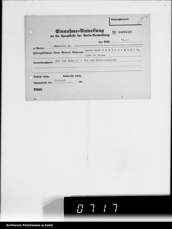 Obraz 13 z jednostki "Einnahme Anweisungen Sonderkonto"