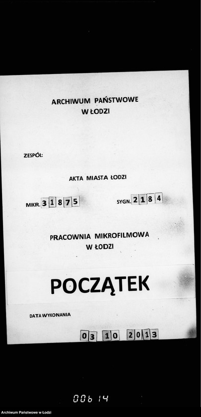 Obraz 1 z jednostki "O priobretenji mebeli dlja kamery Mirovago Suda 11 go učastka gor. Lodzi"