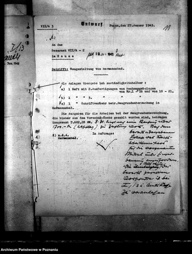 Obraz 15 z jednostki "Instandsetzungsarbeiten im Gästehaus des Gauleiters in Hermannsbad (Ciechocinek)"