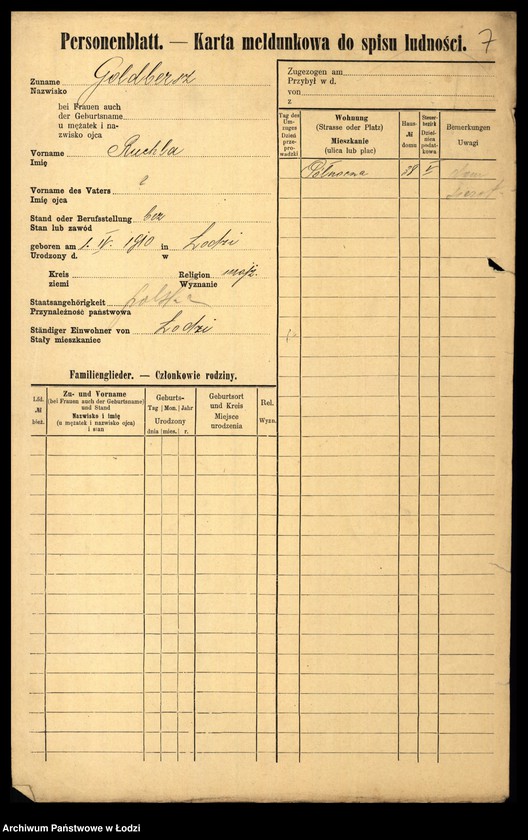 Obraz 9 z jednostki "[Spis ludności Łodzi] Goldberszt - Goldkrant"