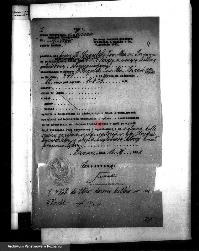 Obraz 9 z jednostki "Parowa cegielnia w Czaczu pow. kościański nr woj. kotła 5922"