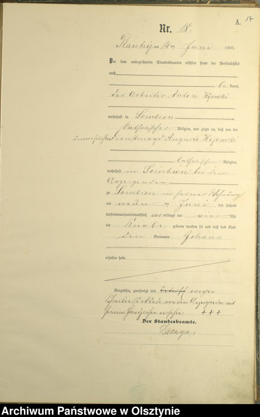 Obraz 19 z jednostki "Geburts-Haupt-Register Nr 1 - 41"