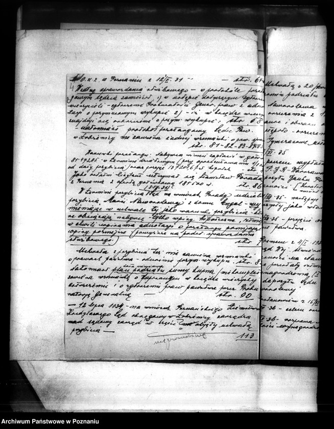 Obraz 10 z jednostki "Jerzy Nałęcz-Kunowski z Łobżenicy, skarga do NTA na orzeczenie Urzędu Wojewódzkiego z dnia 23,II,37 w sprawie przymusowego wykupu"