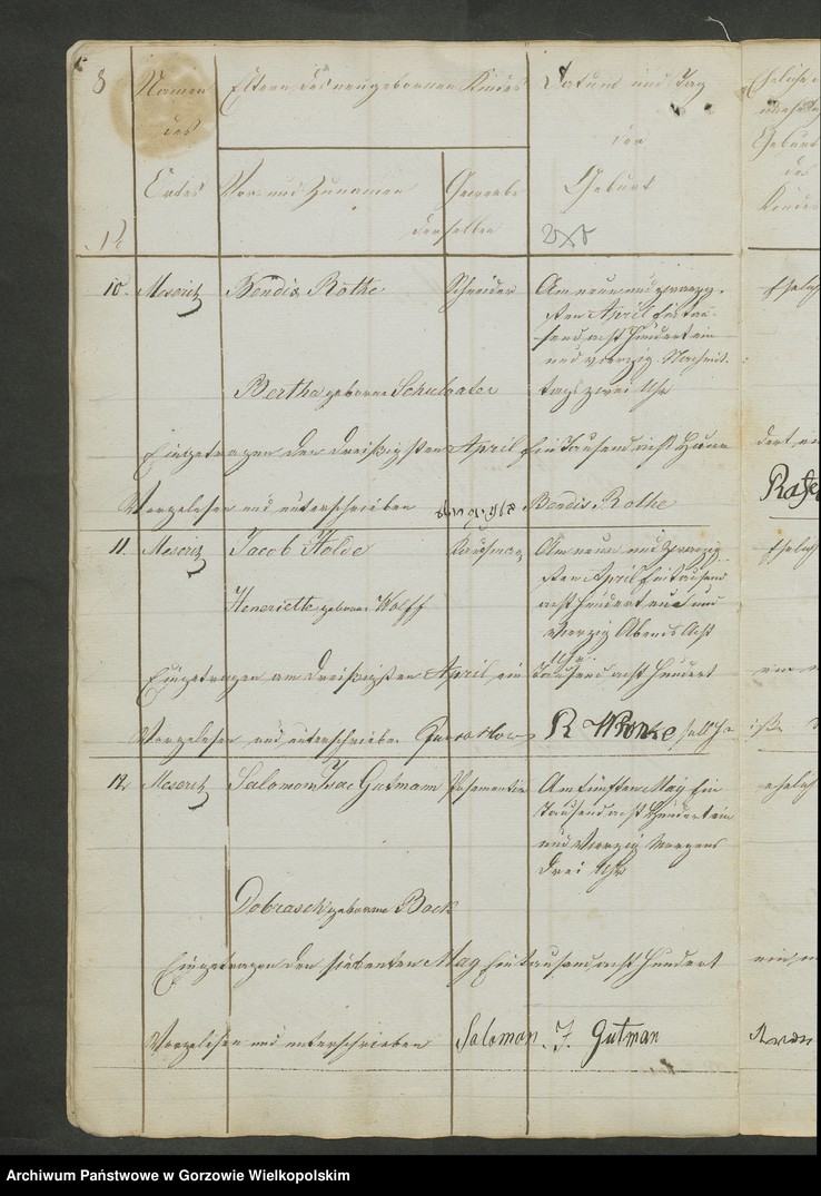 Obraz 11 z jednostki "Personenstands-Register israelitischen zu Meseritz pro 1841. Duplikat"