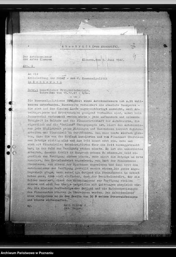 Obraz 8 z jednostki "Tätigkeitsberichte des Landrats des Kreises Schieratz über gemeindliche Finanz- und Steuerpolitik, sowie die Volkspflegekosten und Massnahmen auf dem Gebiete der Volkspflege"