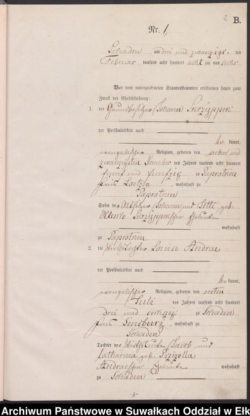 image.from.unit.number "Heiraths-Haupt-Register des Königlich Preussischen Standes-Amtes Schaden Kreis Sensburg"