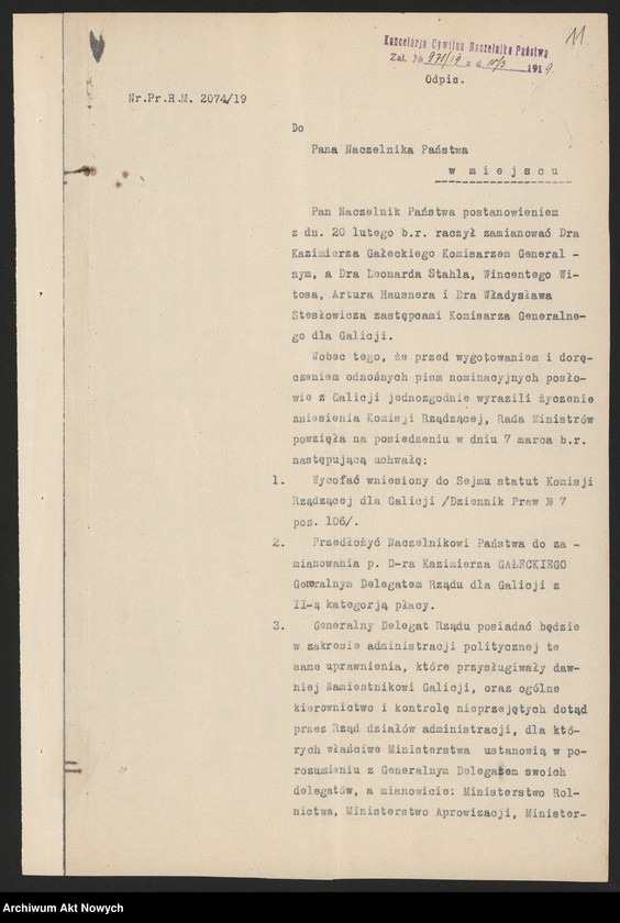 image.from.unit.number "Nominacje i dymisje Komisarzy Generalnych Rządu dla Galicji, Śląska, Spisza, Górnej Orawy oraz Gdańska"