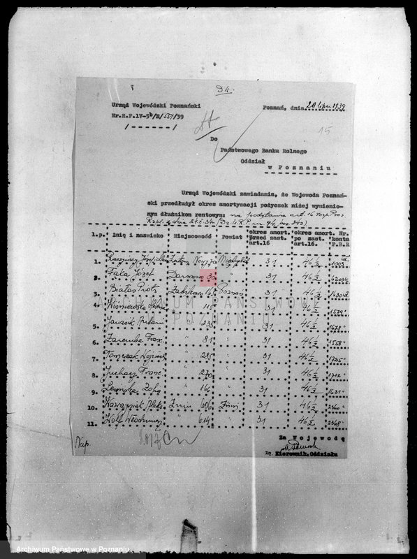 Obraz 19 z jednostki "Rejestr dłużników rentowych, którym na podstawie art. 16 przedłużono okresy amortyzacji pożyczek"