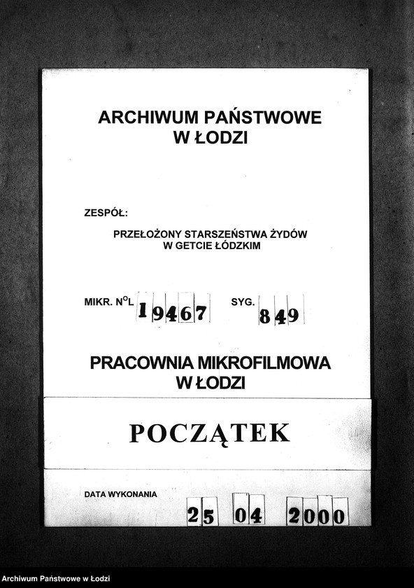 Obraz 1 z jednostki "[Alfabetyczny spis mieszkańców getta. Litera J]"
