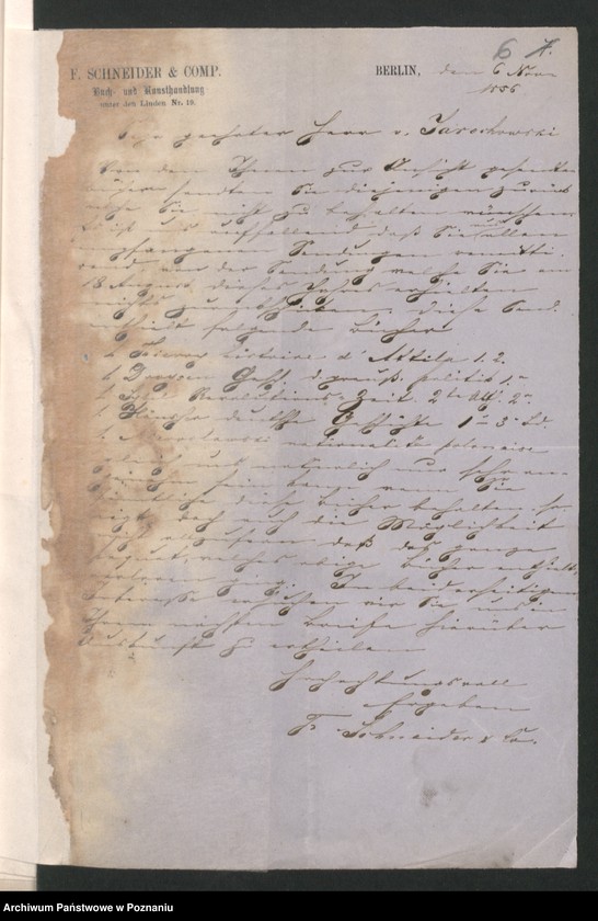 Obraz 10 z jednostki "A. betr. Gerichtsassessor Kasimir Josef Sewerin von Jarochowski /mit Privatbriefen an ihn/"