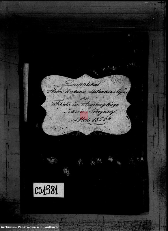 image.from.unit.number "Duplikat Aktów Urodzenia, Małżeństw i Zejścia dla Filiału Ewangelicko- Augsburgskiego w mieście Serejach na rok 1856"