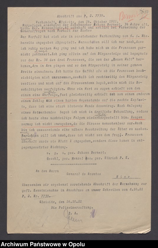 image.from.unit.number "/Korespondencja dotycząca spraw spornych: wypadki, incydenty - pisma, sprawozdania, raporty/ XI 1921"
