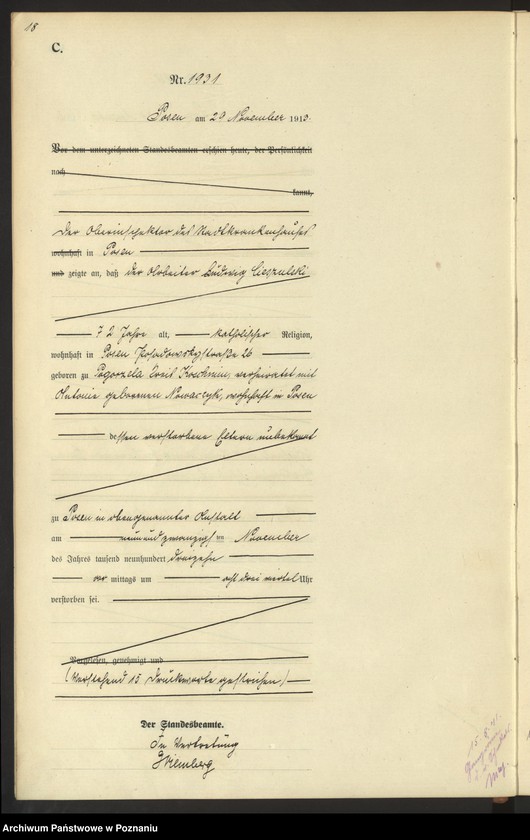 Obraz 20 z jednostki "Księga miejscowa zgonów tom V [Rejestr główny zgonów]"