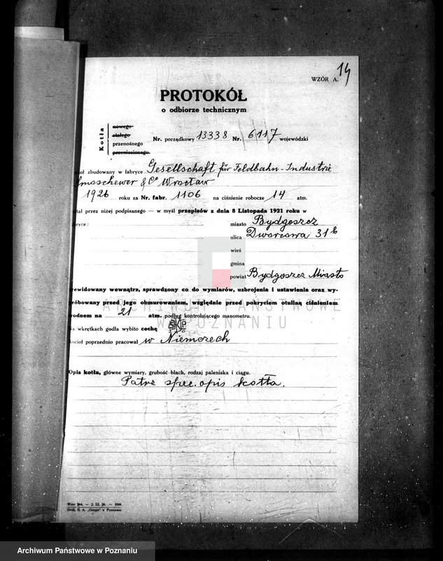 Obraz 19 z jednostki "Smoschewor i Ska - Towarzystwo dla przemysłu kolejowego - nr woj. kotła 617"