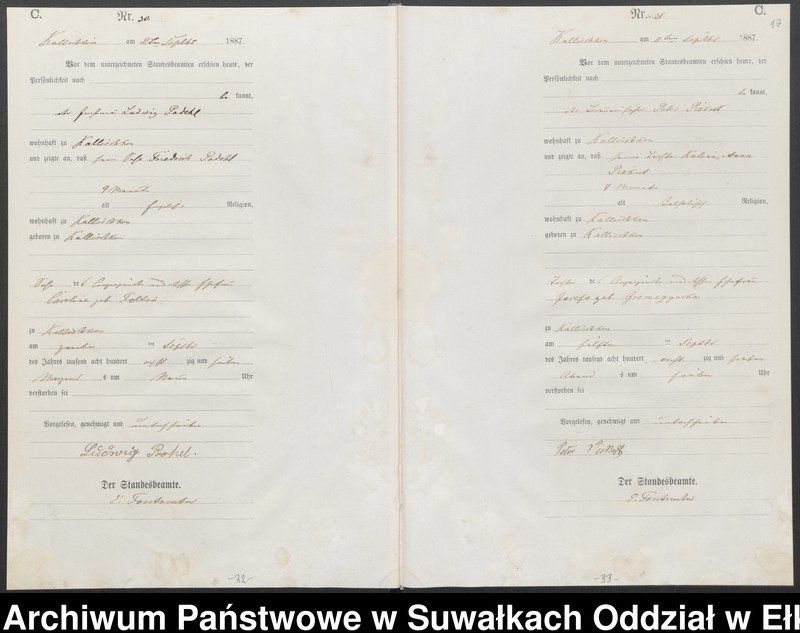 image.from.unit.number "Sterbe-Haupt-Register des Königlichen Preussischen Standes-Amtes Kallischken Kreis Johannisburg"