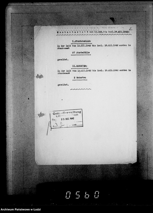 Obraz 6 z jednostki "Wöchentliche (monatliche) Tätigkeitsberichte des Ältesten der Juden"