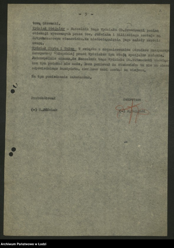 Obraz 8 z jednostki "Placówki produkcyjne i usługowe przemysłu metalowego; protokoły, sprawozdania, raporty z wykonania produkcji"