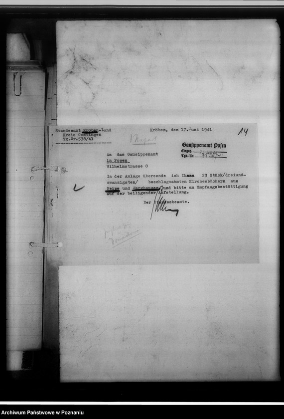 Obraz 18 z jednostki "Einziehungsprotokolle [ksiąg kościelnych]. Bestand der Kirchenbücher der katholischen Gemeinde Neipe [Niepart] und Berghausen [Wola], Kreis Gostingen [powiat gostyński]"