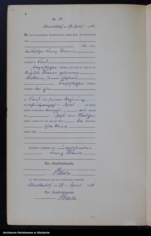 image.from.unit.number "Geburts-Neben-Register Nr 1 - 35 [ Księga urodzeń - wtóropis ]"