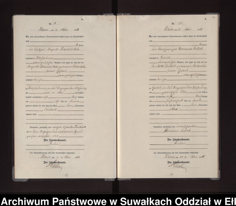 image.from.unit.number "Geburts-Neben-Register des Königlichen Preussischen Standes-Amtes Gneist Kreis Lötzen"