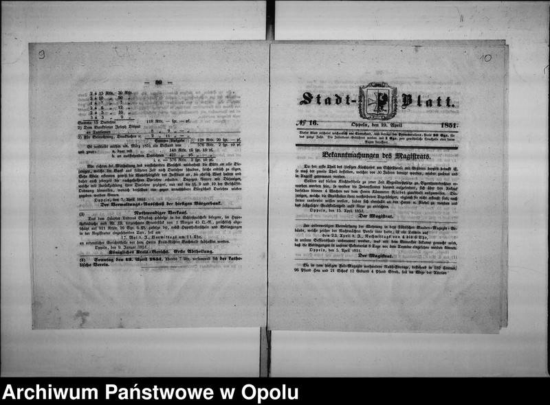 Obraz 10 z jednostki "Acta des Magistrats zu Oppeln betreffend: die Vermiethung der, der Stadtkommune gehörigen Wohnung nebst Stallung an dem Bauden Magazingebäude de Anno 1851"