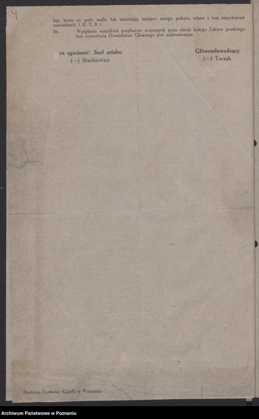 Obraz 6 z jednostki "/Rozkazy dzienne Dowództwa Głównego Sił Zbrojnych w byłym zaborze pruskim/, do nr 100."