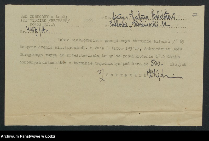 image.from.unit.number "Zalma Goldstein- handel nabiałem"