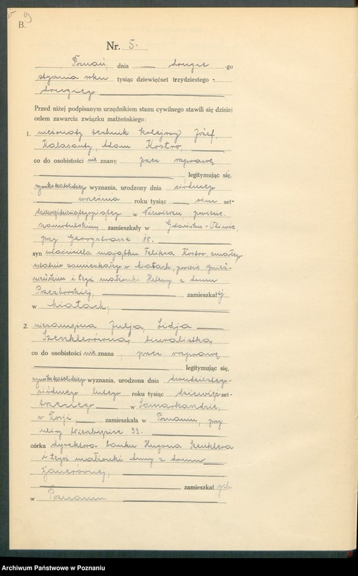 Obraz 11 z jednostki "Księga miejscowa małżeństw tom I [Rejestr główny małżeństw]"