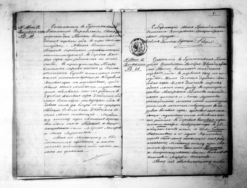 image.from.unit.number "Godovaja Kniga ili Duplikat dla zapisyvanija Aktov Činownika Graždanskogo sostojanija Staroobradčeskogo Vigierskogo Okruga uroždennych, umeršich i brakosočetavšich za 1871 god"