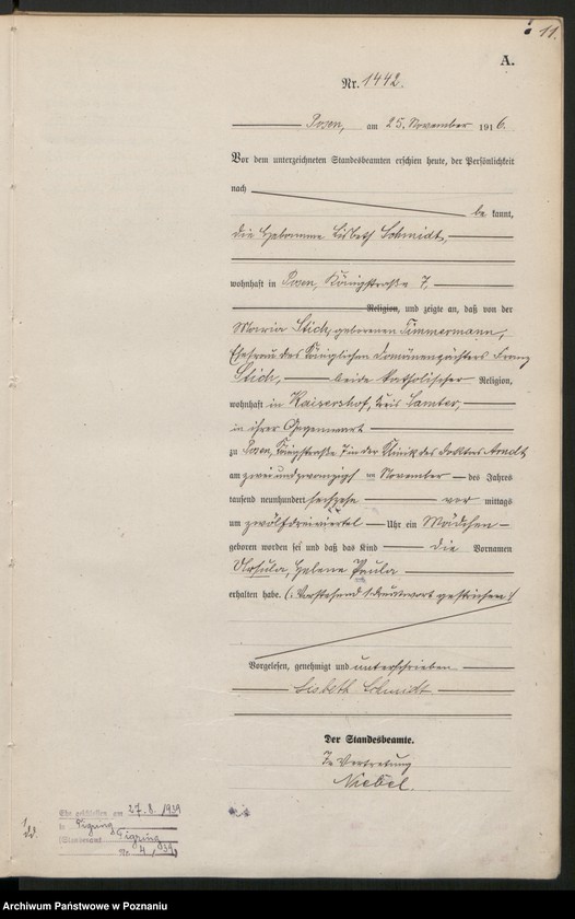 Obraz 13 z jednostki "Księga miejscowa urodzeń tom IV [Rejestr główny urodzeń]"