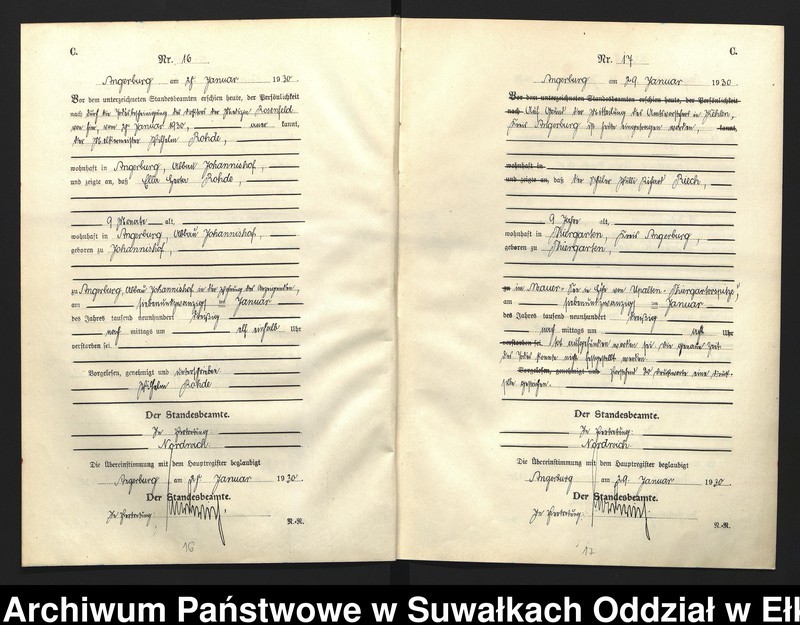 image.from.unit.number "C2. Sterbe - Register (Neben - Register) Standesamt Angerburg Ostpr. einschl. der Standesamtsbezirk Gross Strengeln, Kehlen und Prinowen"