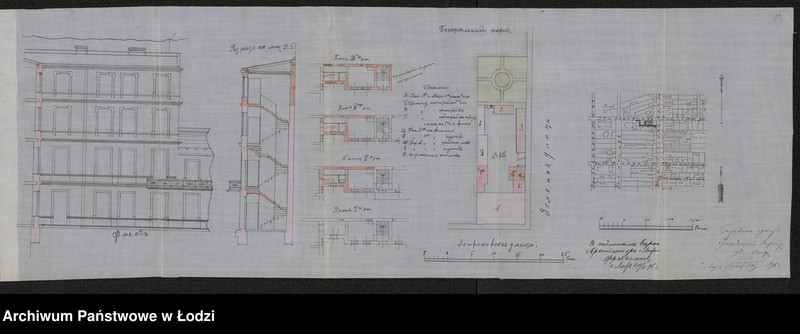 Obraz 17 z jednostki "Ob˝ utverždenìi proekta pristrojki Robertom˝ Fišerom˝ v˝ g[orode] Lodzi k˝ kamennomu 2h˝ êtaž[nomu] žilomu domu novoj časti kamennago 3 êt[aža] i drugih˝ pristroek˝"