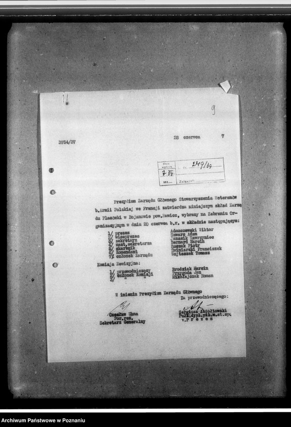 Obraz 13 z jednostki "Sprawy organizacyjne i personalne - członkowie zarządu, korespondencja"