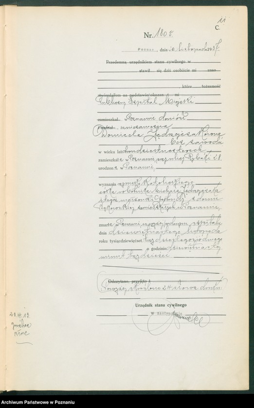 Obraz 13 z jednostki "Księga miejscowa zgonów tom IV [Rejestr główny zgonów]"