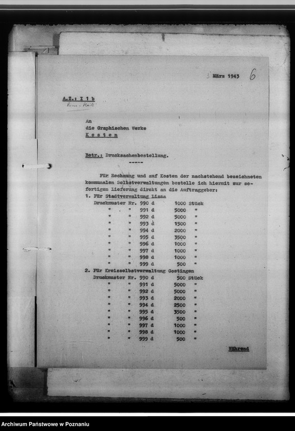 Obraz 10 z jednostki "[Sprawy związane z organizacja i działalnością Miejskiego Urzędu do Spraw Genealogicznych w Lesznie]"