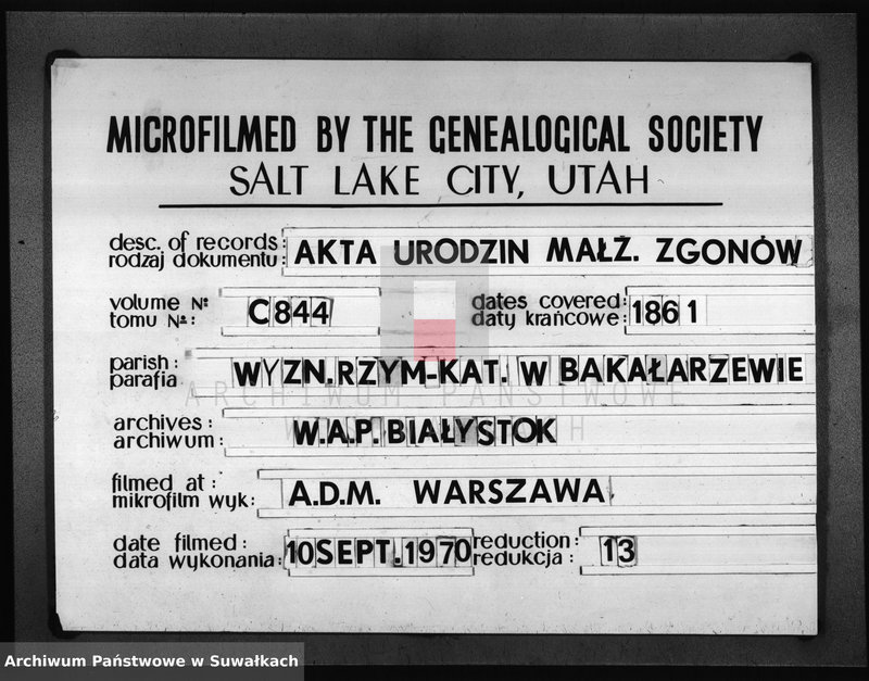 image.from.unit.number "Duplikat Aktów Urodzonych zaślubionych i Zejscia Parafii Bakałarzewo za rok 1861 sporządzony"