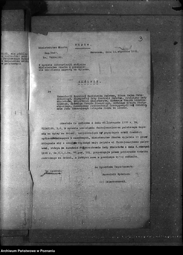 image.from.unit.number "Sprawy osobowe. Departament Rolnictwa i Dóbr Państwowych. Zapomogi szkolne"