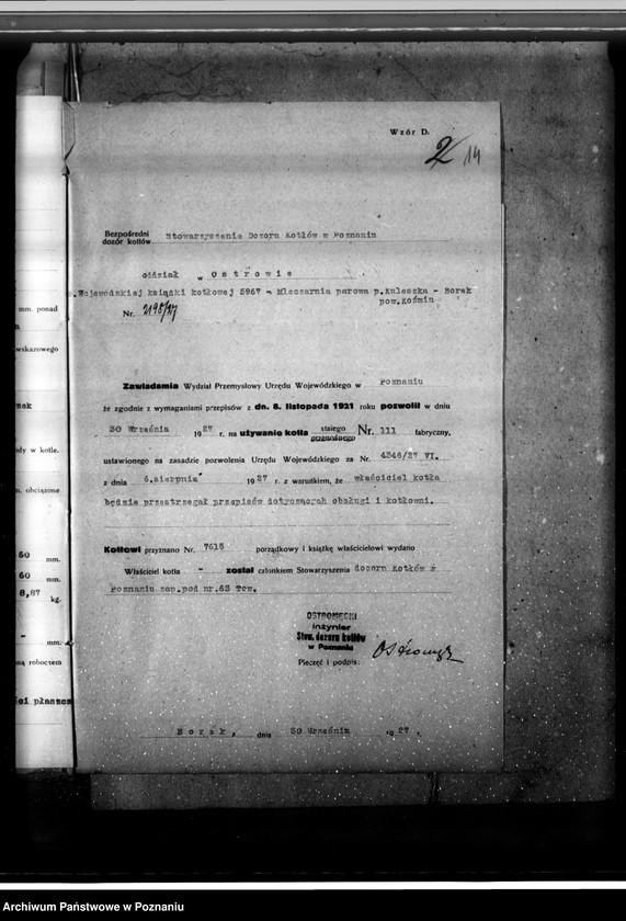 Obraz 20 z jednostki "Mleczarnia w Borku pow. Gostyński – Antoni Kuleczka nr woj. kotła 5967"