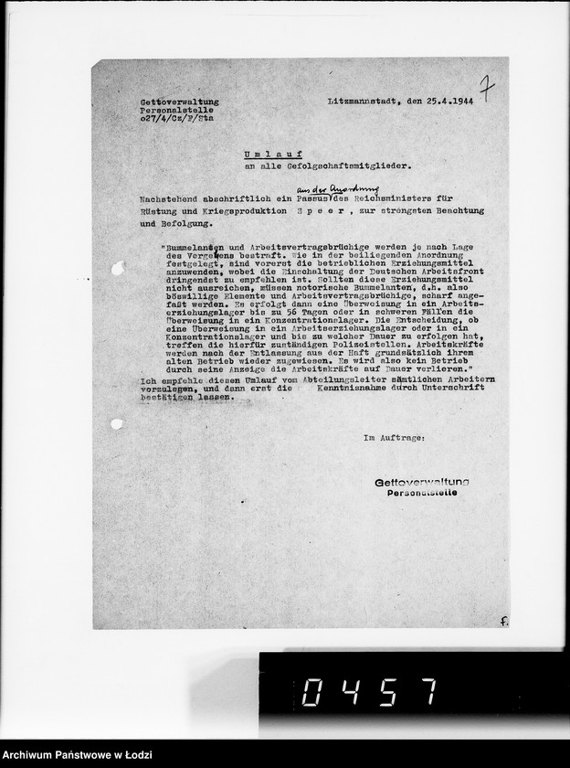Obraz 11 z jednostki "Umläufe. [Pisma okólne do wydziałów i pracowników G.V.]"