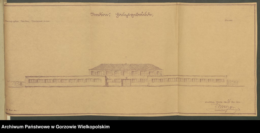 image.from.collection.number "Plany i projekty budowy stadionu sportowego przy Soldiner Strasse (ul. Konstytucji 3 Maja) z okresu 1925-1931."