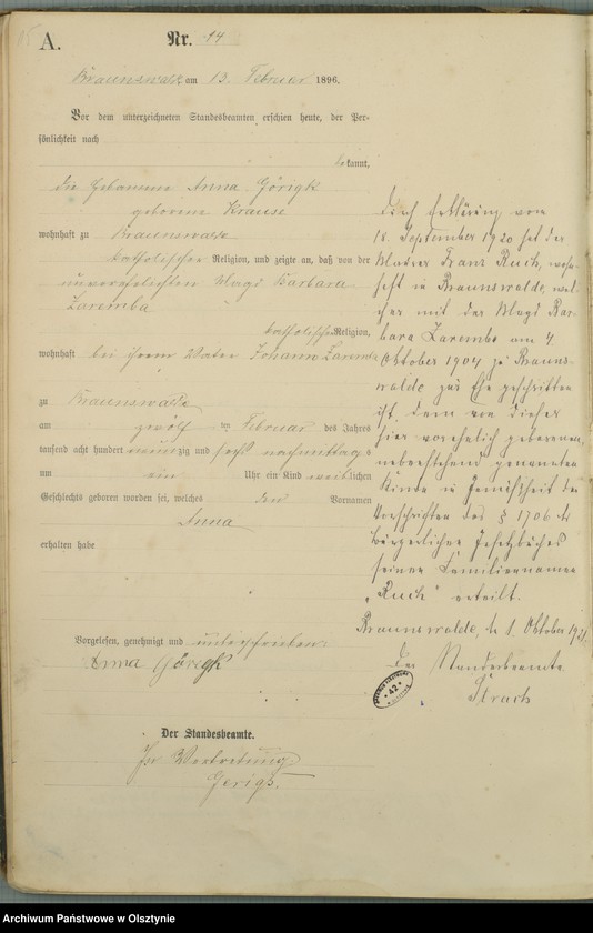 image.from.unit.number "Geburts-Haupt-Register Nr 1 - 100"