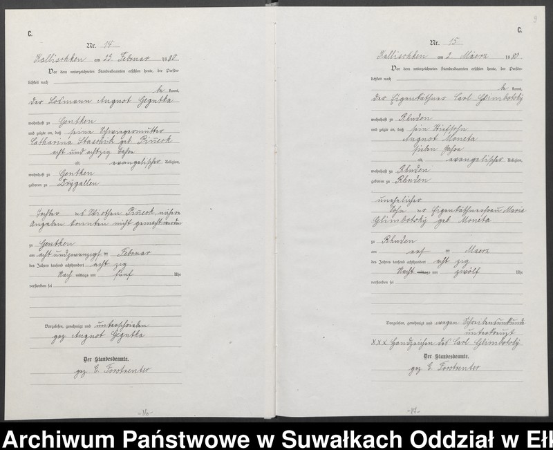 image.from.unit.number "[Sterbe-Neben-Register des Königlich Preussischen Standes-Amtes Kallischken Kreis Johannisburg]"