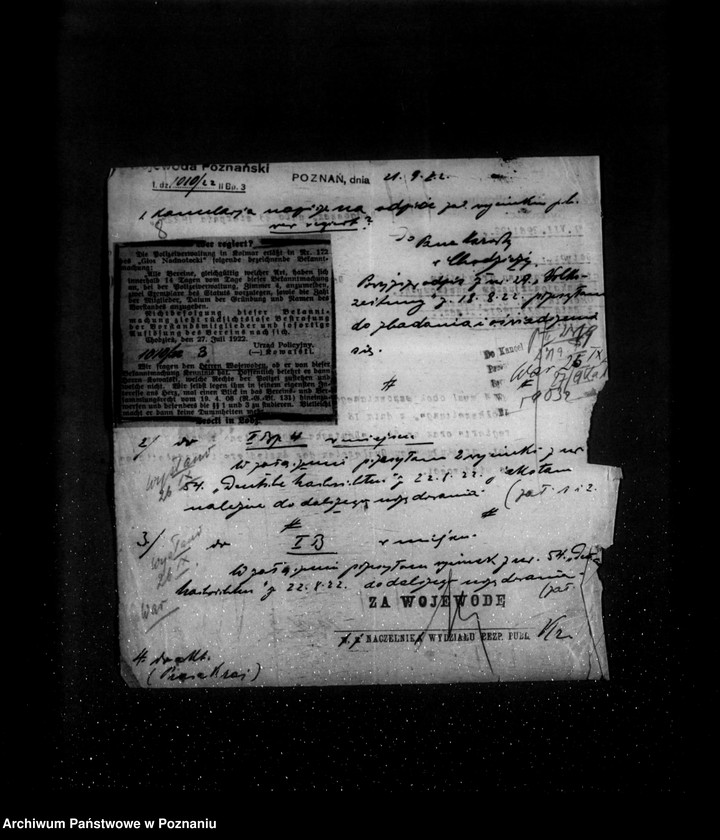 Obraz 12 z jednostki "/Rejestracja i inne sprawy związków i stowarzyszeń - korespondencja/"